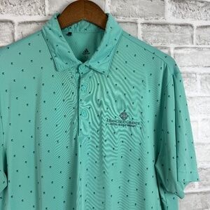 Adidas Golf Francisco Grande Mint Green AOP Performance Golf Polo Mens MEDIUM